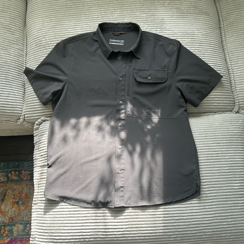 Avalanche Gray Casual Button Down Shirt Short Sleeve